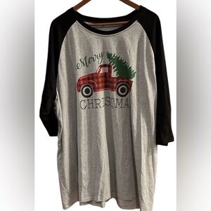 Women’s Merry Christmas Raglan Grey and Black Shirt Size 4XL